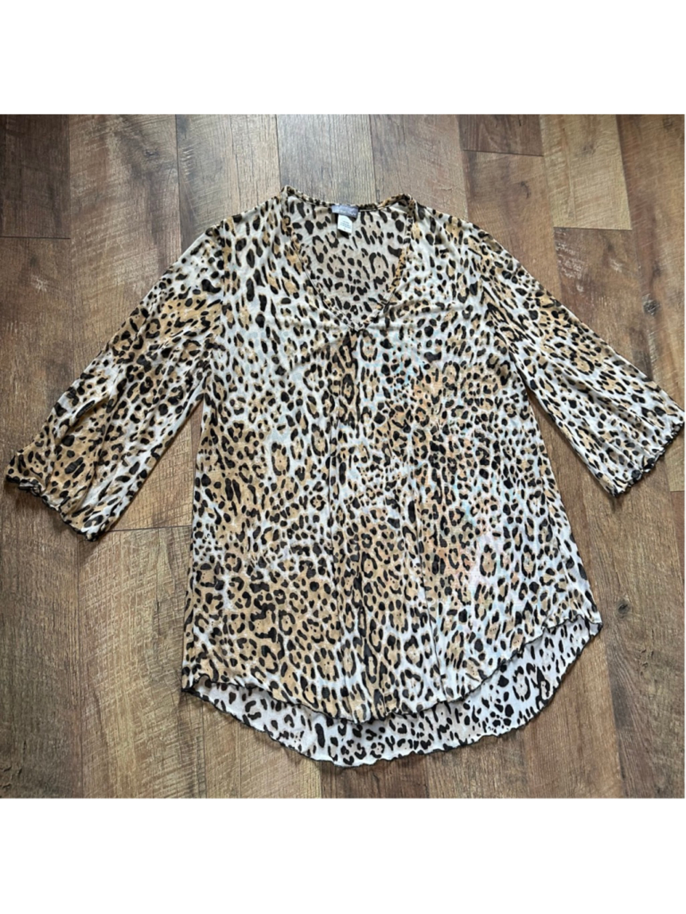 Women's Jordan Taylor Leopard Print Blouse L Beige Black